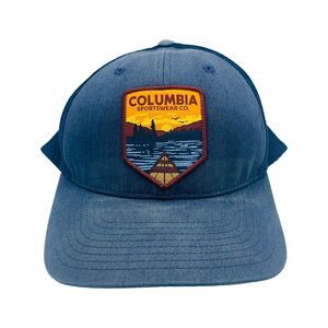 Columbia Sportswear Mesh Flex Fit Large Extra Outdoors Lake Patch Hat Cap Navy